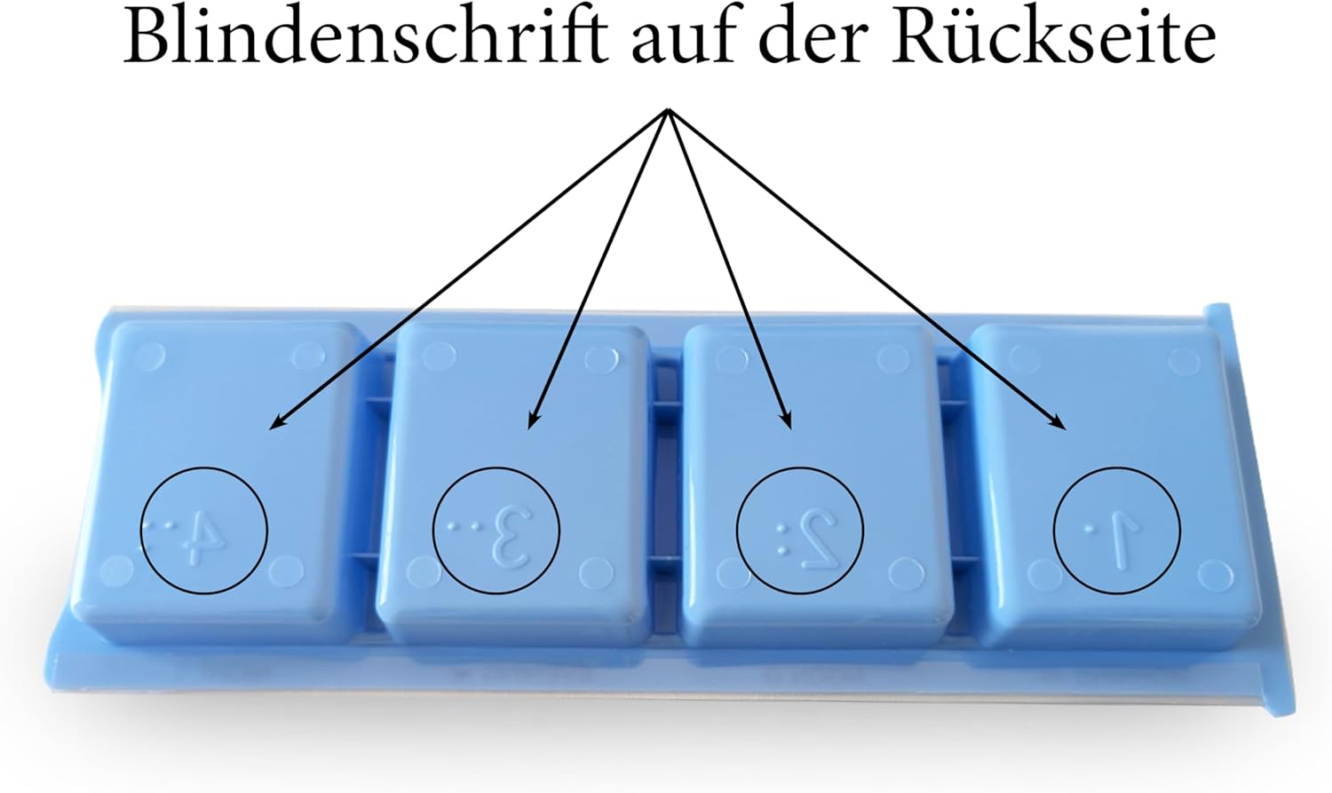 Medikamentendispenser XL 4 Fächer – Tablettenbox Tagesdosierer mit Blindenschrift (10 Stück, Blau / Weiß) – Bild 2